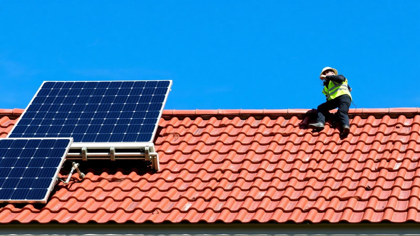 Solar panels lifted off a terracotta tile roof during a Brisbane roof restoration