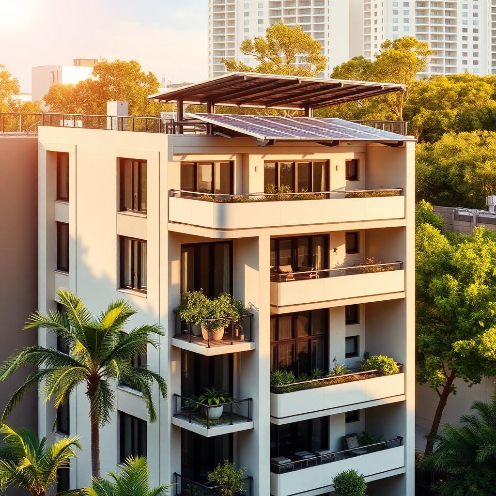 Brisbane apartment building with rooftop solar installation